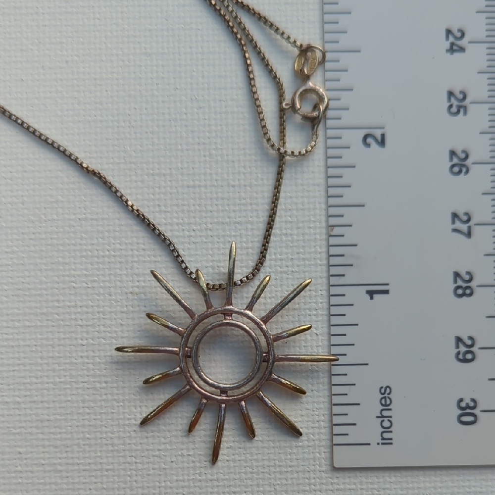 Vintage Sterling Silver Radiant Sun Necklace View 3
